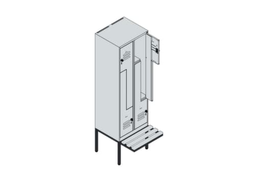 C+P Z-Spind Classic Plus mit untergebauter Sitzbank, Abteilbreite 300 mm
