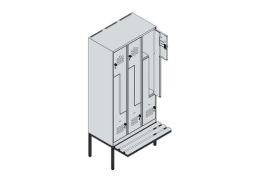 C+P Z-Spind Classic Plus mit untergebauter Sitzbank, Abteilbreite 300 mm