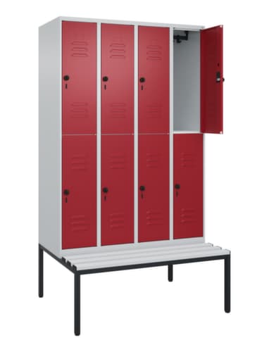 C+P Doppelstöckiger Spind Classic Plus mit Sitzbank, Abteilbreite 300 mm
