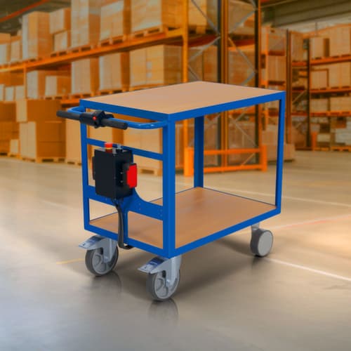 BS-ROLLEN Elektrischer Tischwagen BS-eTec 1200x800 mm, Traglast 500 kg, 2 Etagen