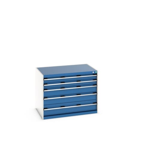 bott Schubladenschrank cubio Grundfläche 1050x750 mm, 5 Schublade(n), RAL7035 Lichtgrau/RAL5010 Enzianblau