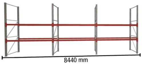META Palettenregal MULTIPAL für 27 Paletten, 8440 mm breit, 3 Lagerebenen