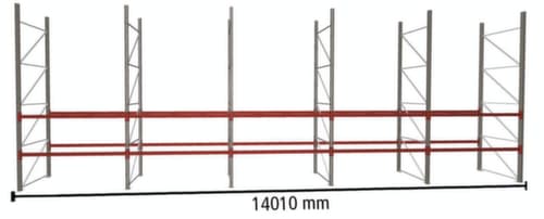 META Palettenregal MULTIPAL für 30 Paletten, 14010 mm breit, 3 Lagerebenen