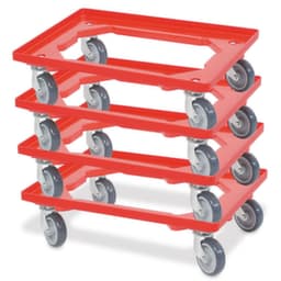 Kastenroller-Set mit offenem Winkelrahmen, Traglast 250 kg, rot
