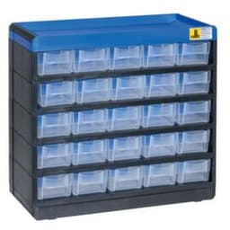 Allit Extra stabiles Schubladenmagazin VarioPlus Pro 29/50, 25 Schublade(n), schwarz/blau/weiß transluzent