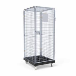 Rollbehälter BASICline ADB mit Tür und 3 Gitterwänden, Traglast 500 kg, Länge x Breite 815 x 724 mm