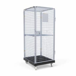 Rollbehälter BASICline ADB mit Tür und 3 Gitterwänden, Traglast 500 kg, Länge x Breite 815 x 724 mm