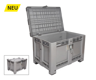 Palettenbox, Inhalt 470 l, grau, 4 Füße